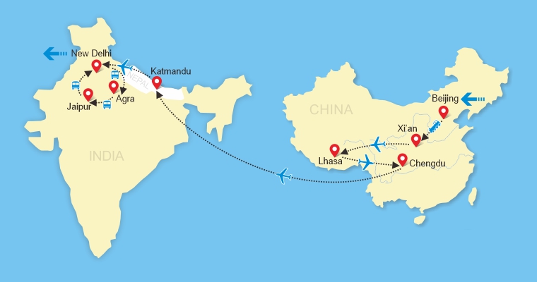 19 Days China, Nepal & India Explorer